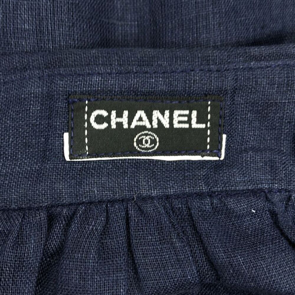 Chanel - Coco Mark Button Linen Gathered Oversize… - image 5